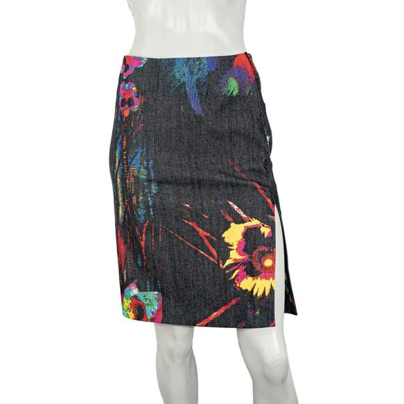 VERSACE JEAN COUTURE Women´s Denim Skirt Black floral...